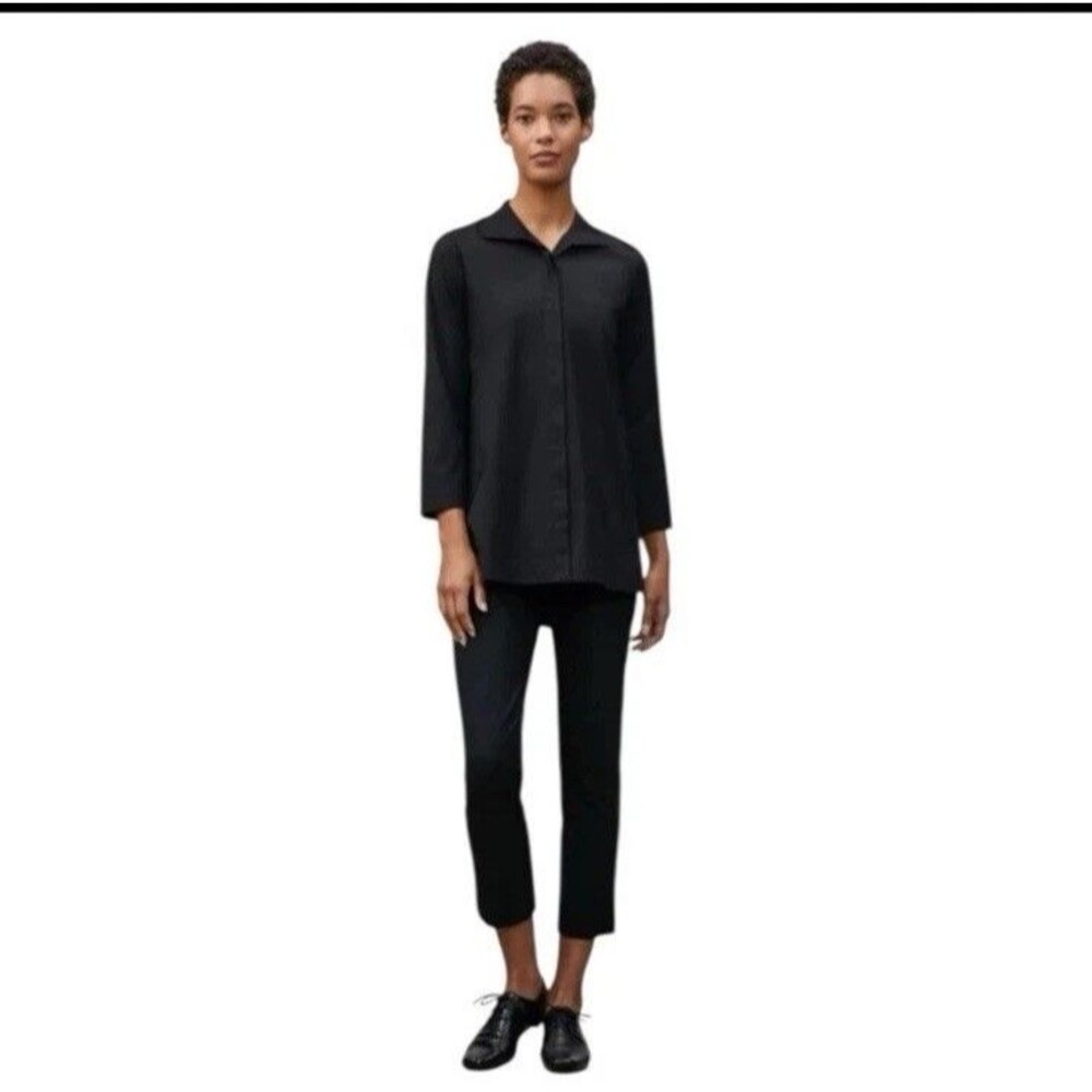 Lafayette 148 Lexington Pants Women 10 Black Cotton Stretch Side Zip Crop 24”